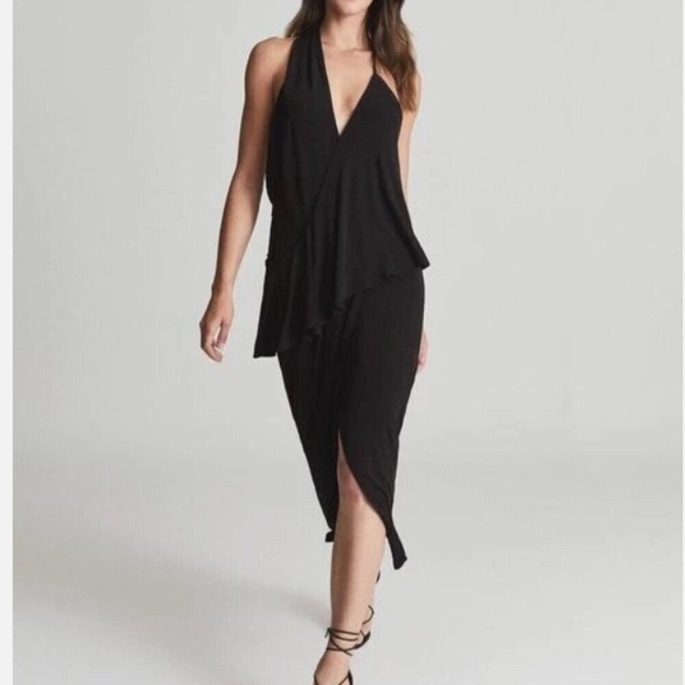 Reiss Xena Strappy Open Back Dress Black Size US 6 NWT